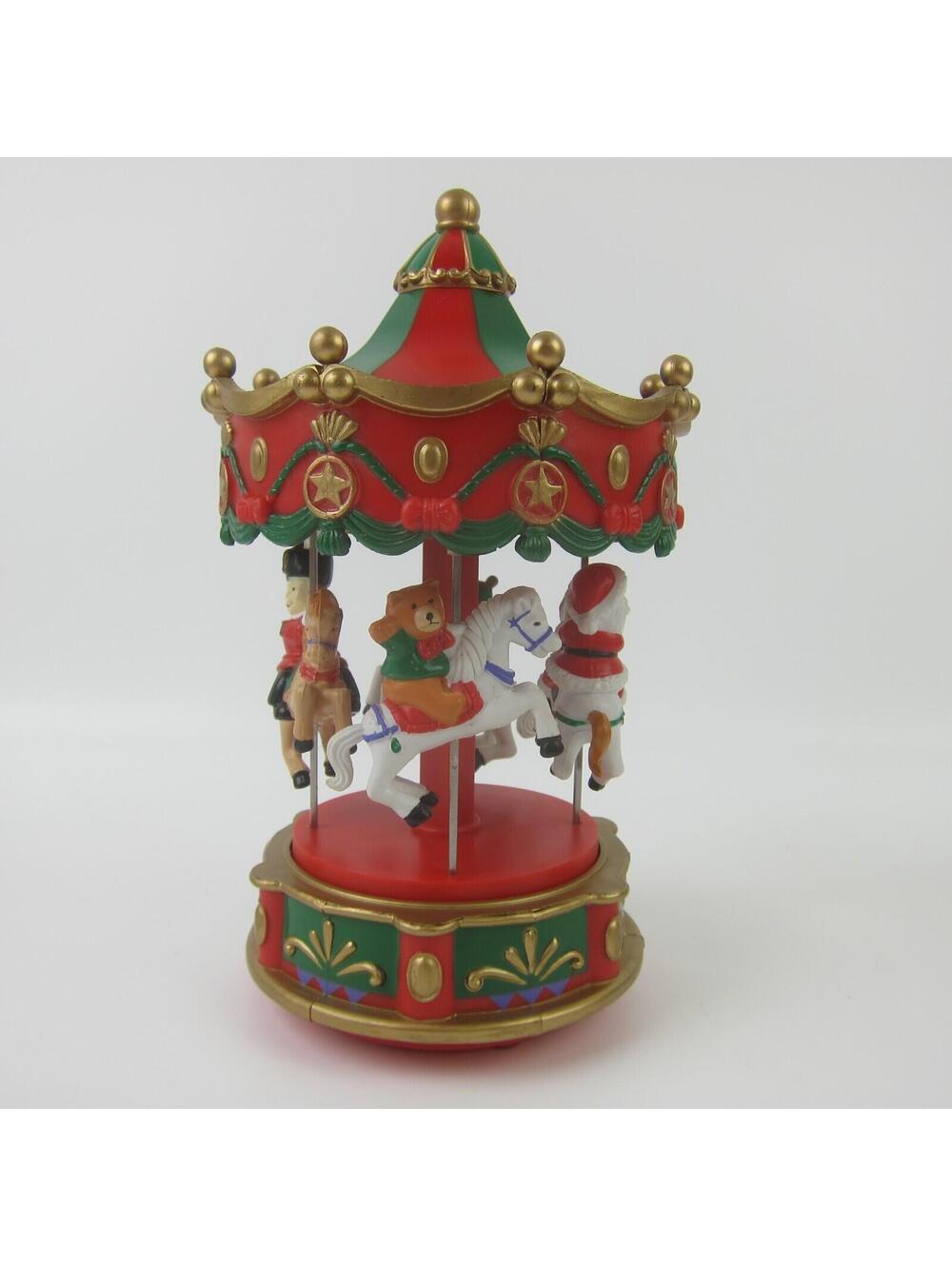 Vintage Christmas Electronic Carousel Horses Move & Plays 12 Melodies With Box - Picture 5 of 16